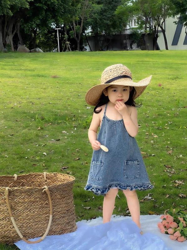 夏季露背綁帶牛仔連身裙 