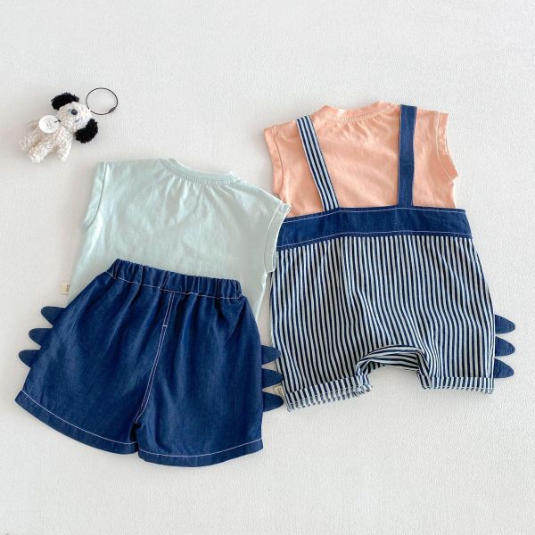 恐龍上衣/牛仔短褲/牛仔吊帶褲 