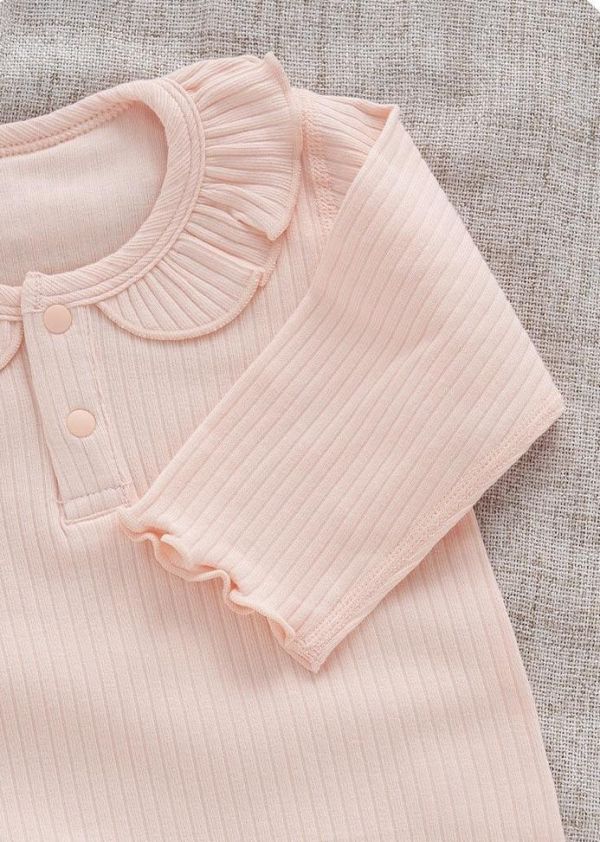 新生兒純棉素色包屁衣+兔耳帽 