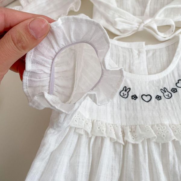 簡約兔子刺繡包屁衣+兔耳帽 