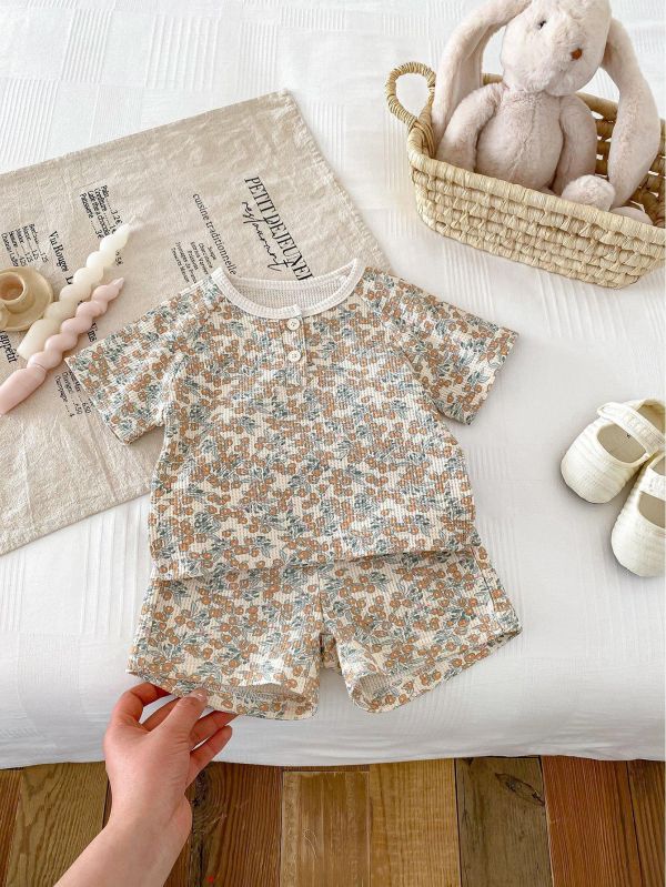 華夫格居家雙釦兩件式套裝 