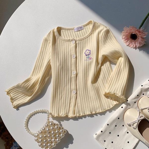 螺紋木耳捲邊可愛印花薄外套 