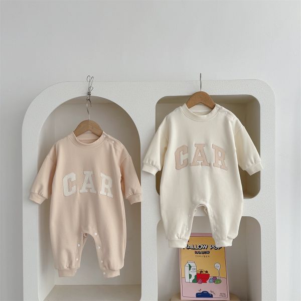 CAR字母刺繡素色連身裝 