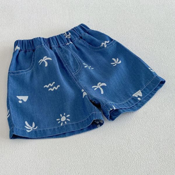 椰子樹印花牛仔兩件式套裝 