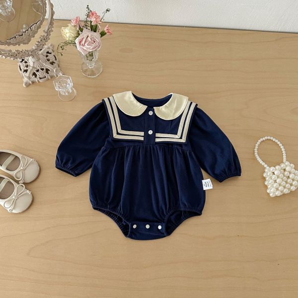 海軍風雙釦翻領包屁衣 