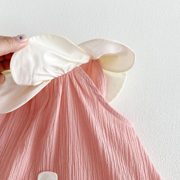 花領立體小花削肩連身裙 