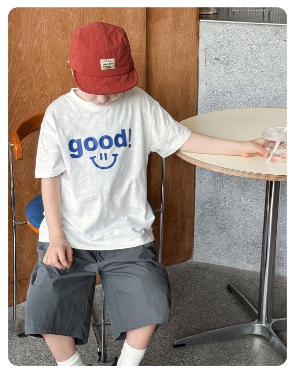 Good笑臉印花素色T恤上衣(2色) 