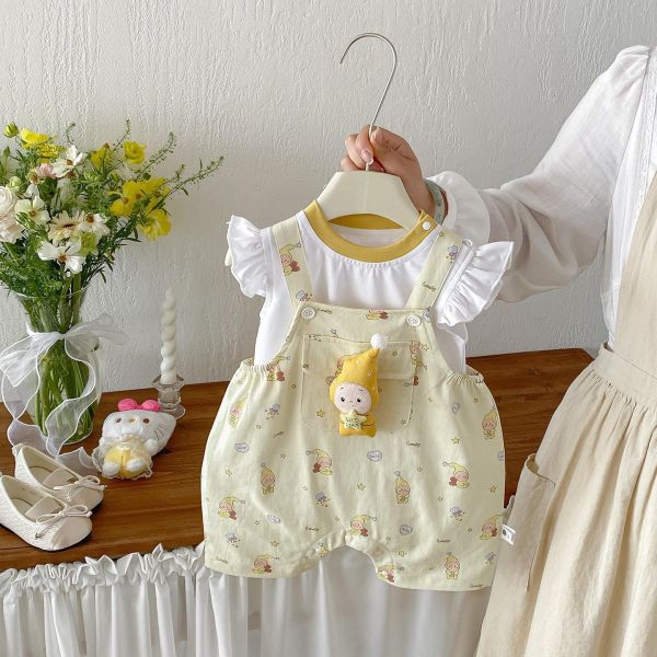 飛袖背心+可愛立體星星人吊帶褲 