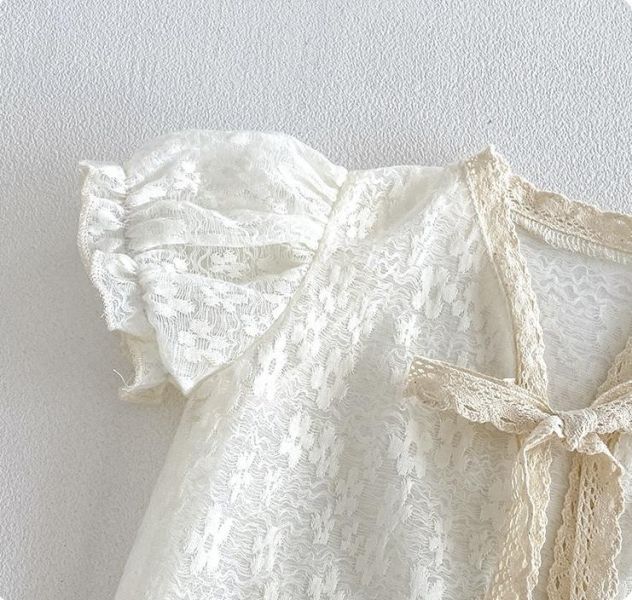 兩件套-泡袖蕾絲外套+細肩包屁衣 