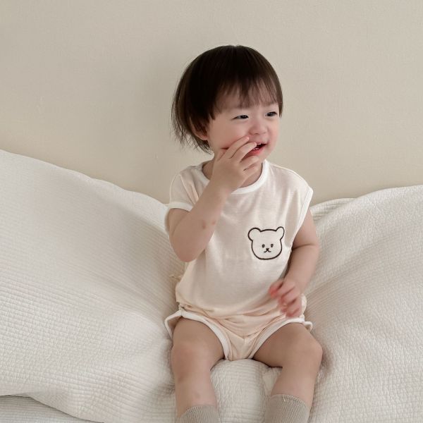 小熊印花滾邊兩件式套裝 