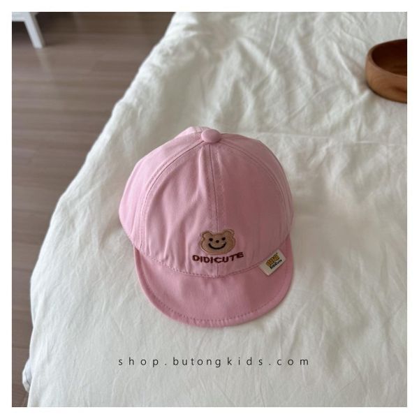 小熊刺繡素色軟帽沿棒球帽 