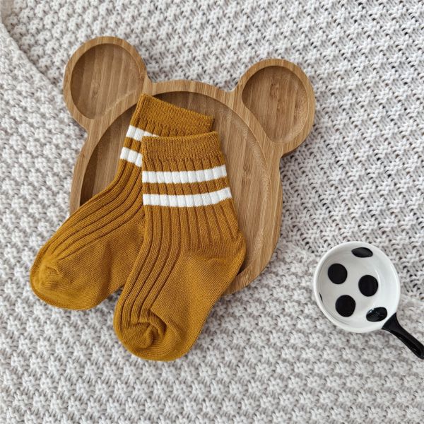 雙槓運動風休閒條紋中筒襪(一套五入) 