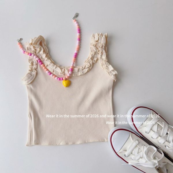 木耳花邊背心素色/點點背心 