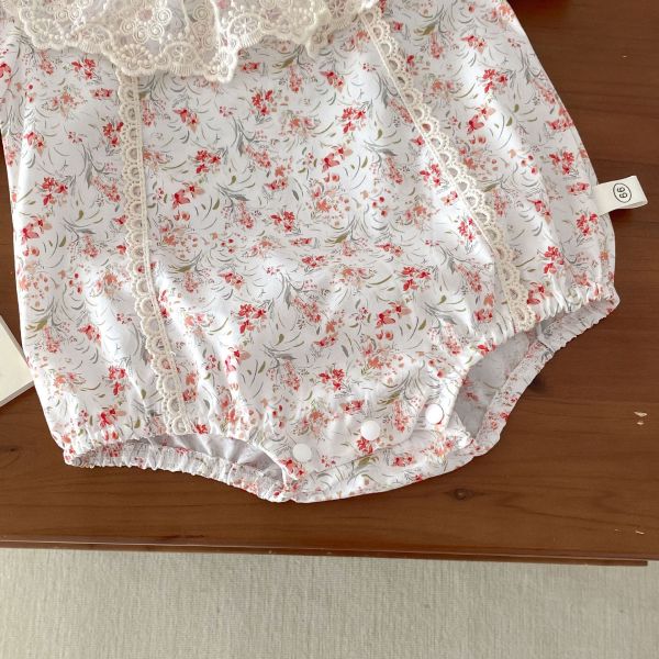 蕾絲花邊甜美碎花包屁衣 