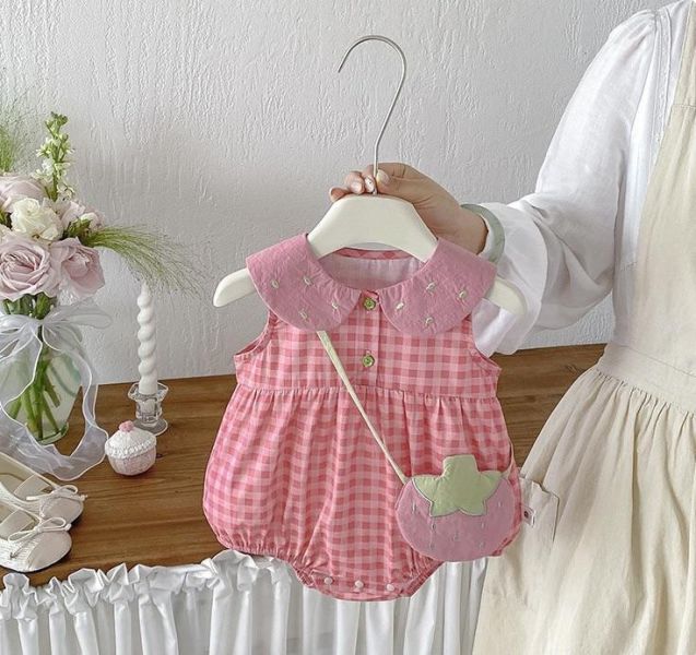 娃娃領格紋包屁衣/洋裝(附番茄包) 