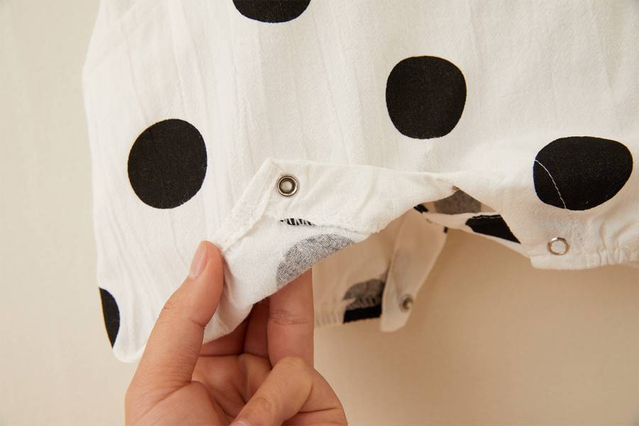 棉麻大波點點吊帶褲(含帽) 