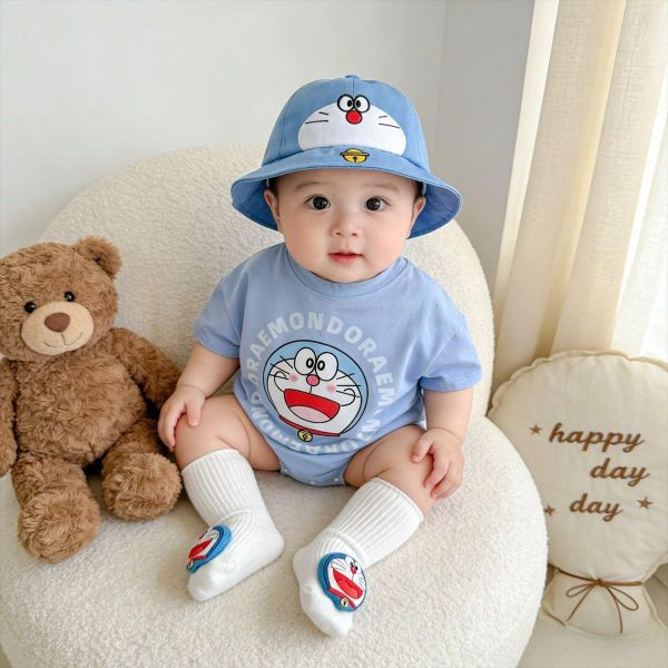 小叮噹可愛印花包屁衣(含襪) 