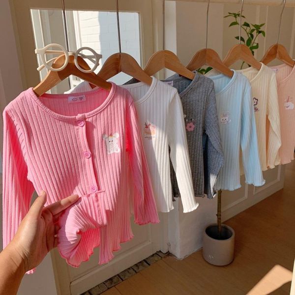 螺紋木耳捲邊可愛印花薄外套 