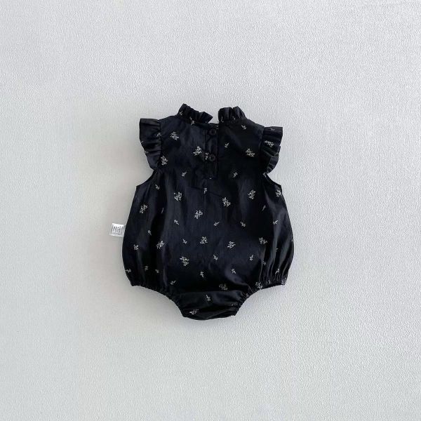 木耳邊立領碎花包屁衣 