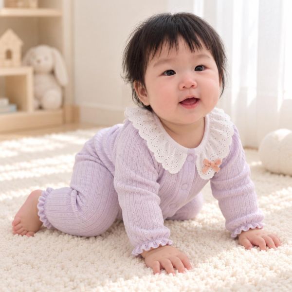 新生兒四季蕾絲蝴蝶結開釦連身裝 