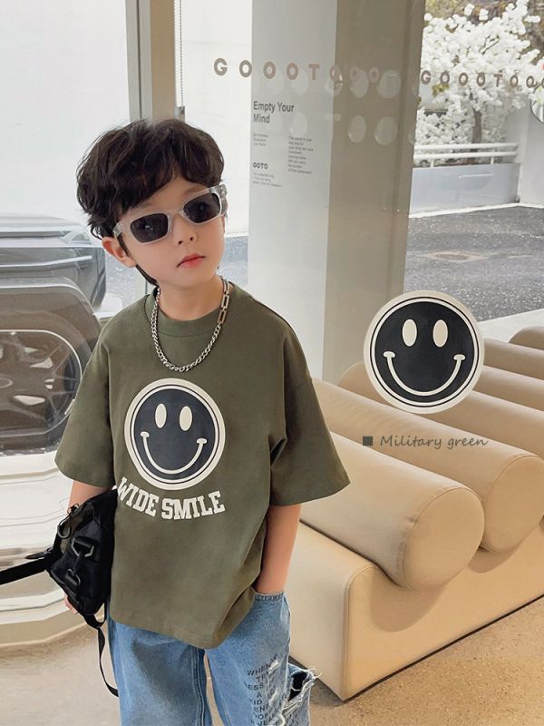 親子款微笑笑臉寬版上衣 