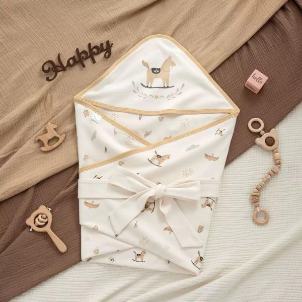 新生兒搖搖馬質感外出包巾/蓋毯/被被 