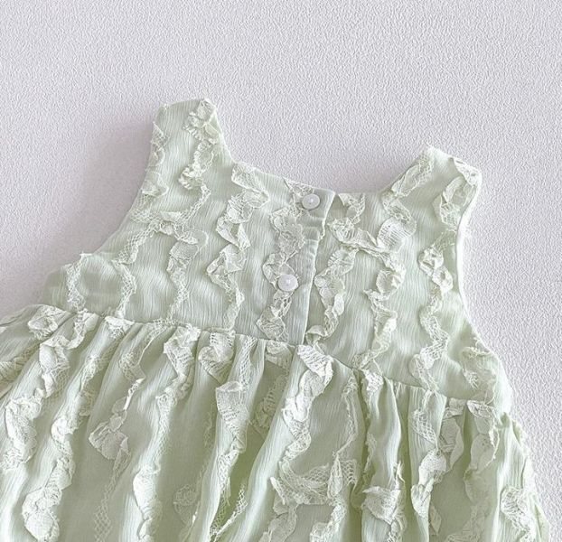 大蝴蝶結壓紋無袖包屁衣 