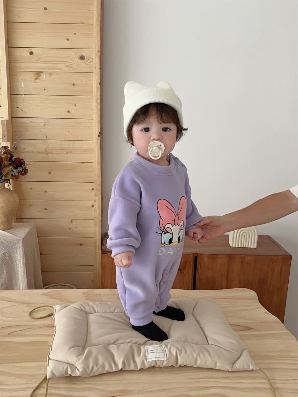 迪士尼刺繡加絨素色連身裝(4款) 
