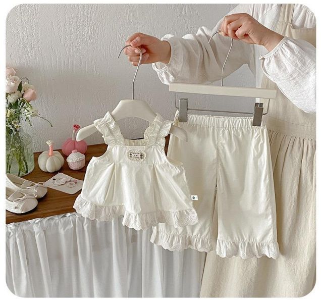 氣質花邊蕾絲拼接背心兩件式套裝 