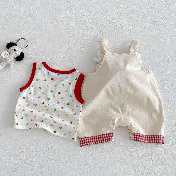 米奇滿印背心/立體米奇屁股吊帶褲 