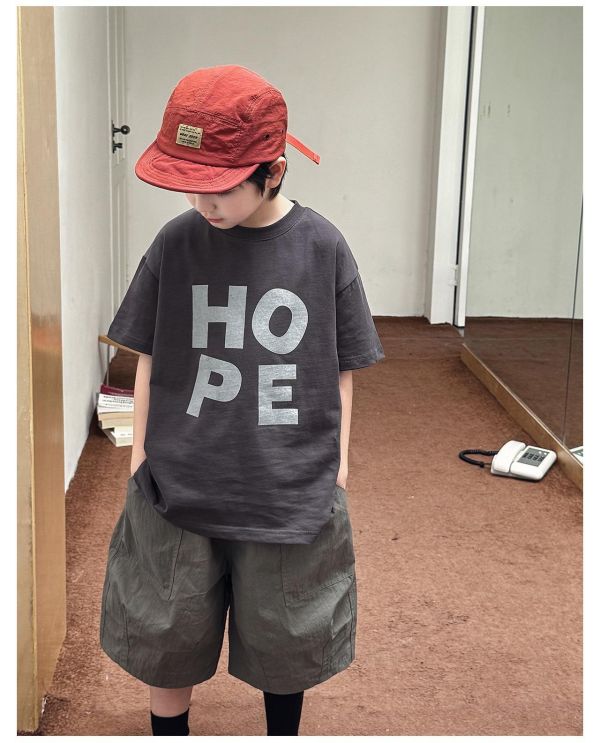 Hope字母素色T恤上衣 