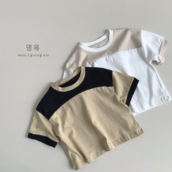 拼色純棉百搭休閒上衣 