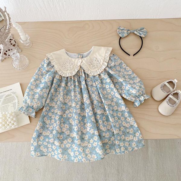 姐妹款大翻領田園碎花包屁衣/洋裝(含頭飾) 
