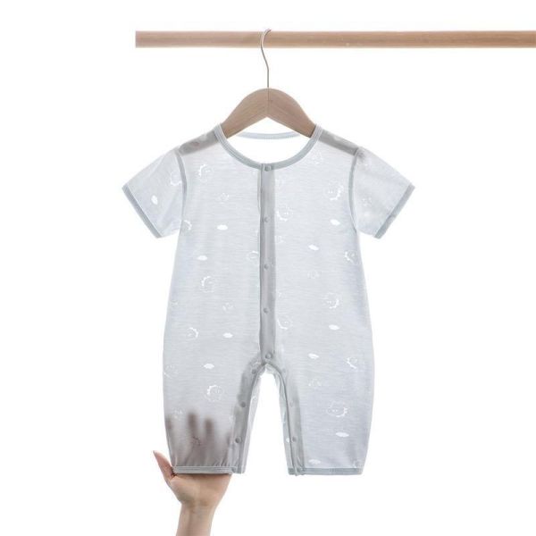 新生兒燒花透氣超薄短袖/長袖連身裝 