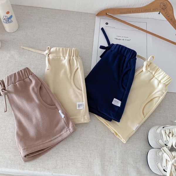 百搭素色綁繩式高腰短褲 