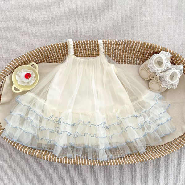 甜美公主撞色滾邊澎澎連身裙 