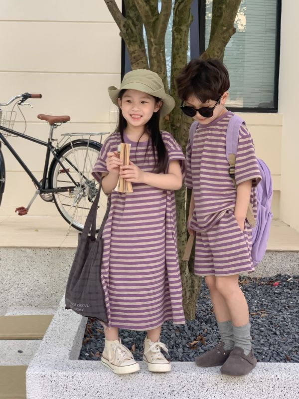 親子兄妹款條紋套裝/連身裙 