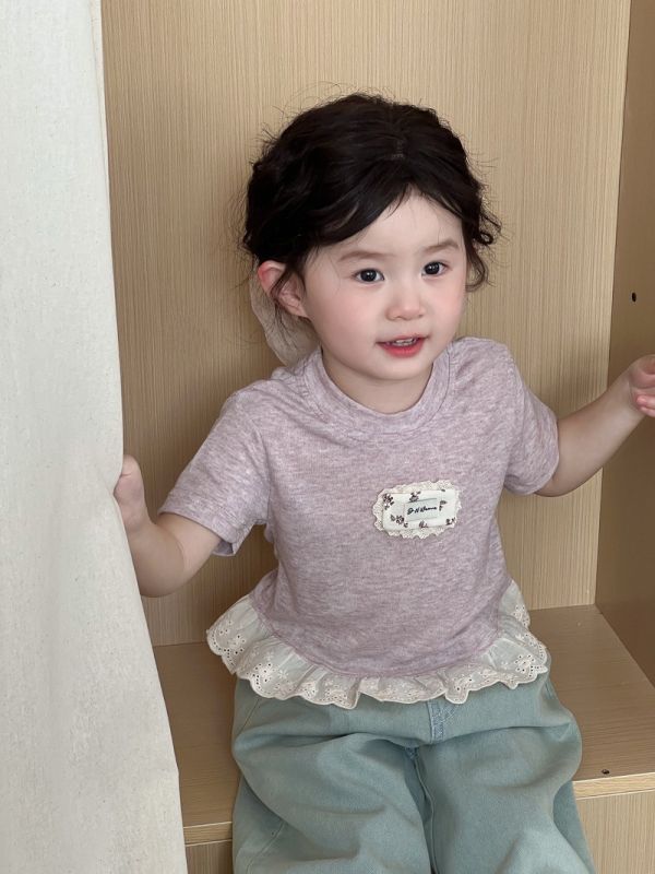 蕾絲混織綿甜美花邊上衣 