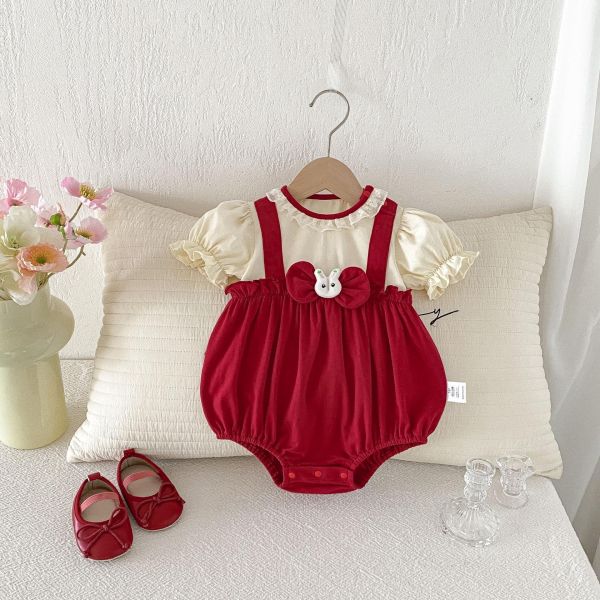 假兩件兔子蝴蝶結包屁衣 