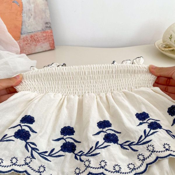 復古花朵刺繡古典包屁裙 