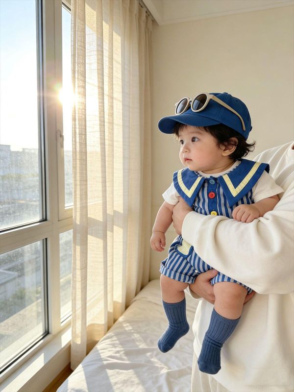 可愛馬戲團小丑翻領兩件套連身裝 