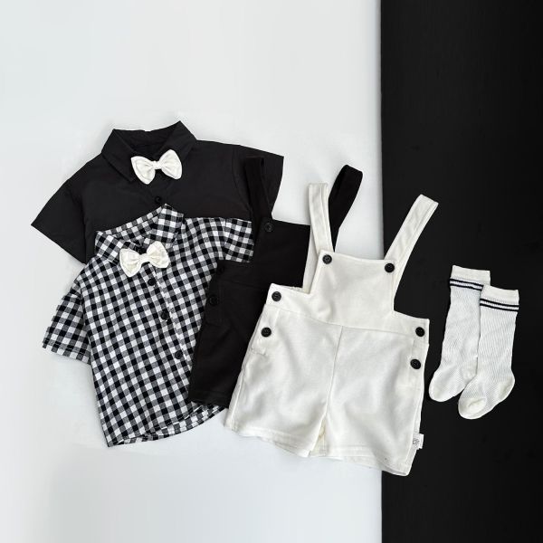 兩件式紳士寶領結上衣+吊帶裙套裝 