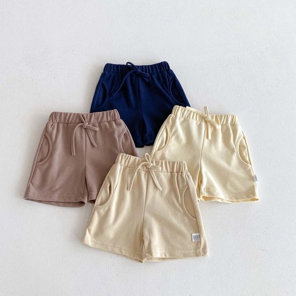 百搭素色綁繩式高腰短褲 
