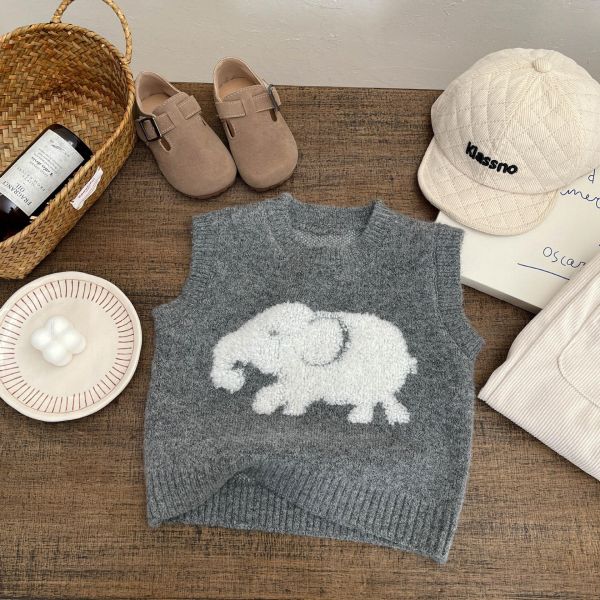 大象鉤花針織背心/上衣/休閒褲 