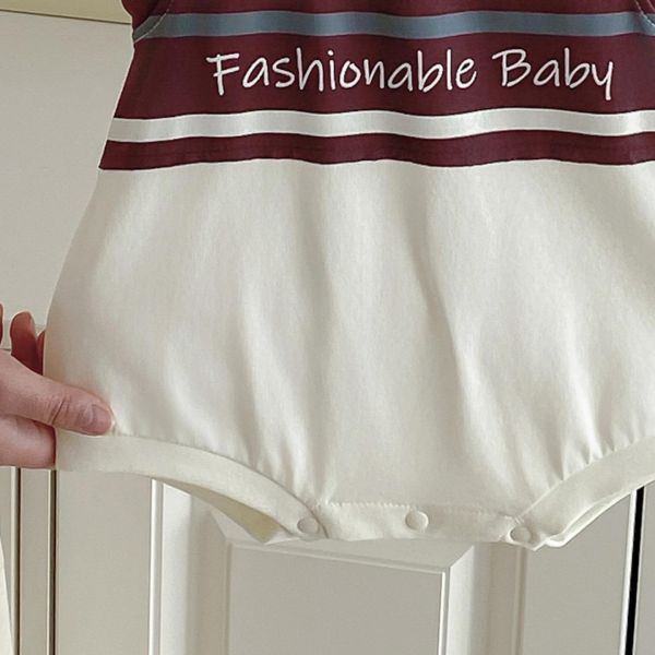 簡約字母小熊撞色包屁衣 