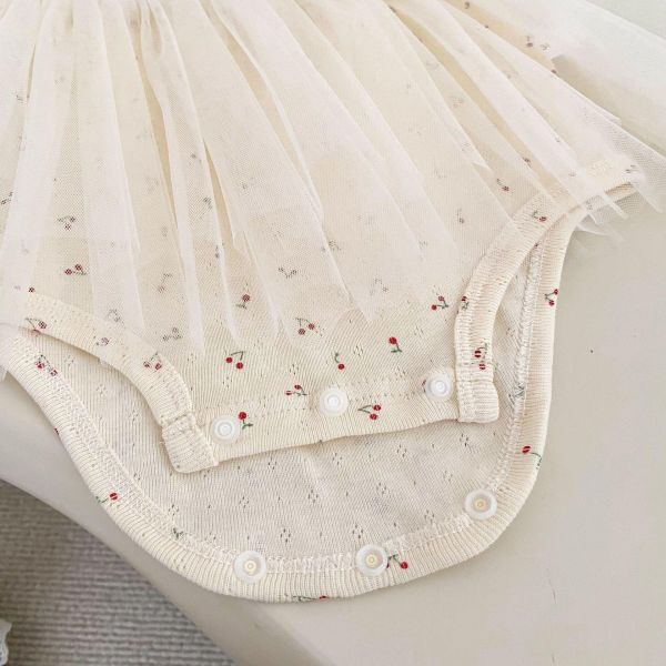 碎花蕾絲領細肩網紗包屁裙 