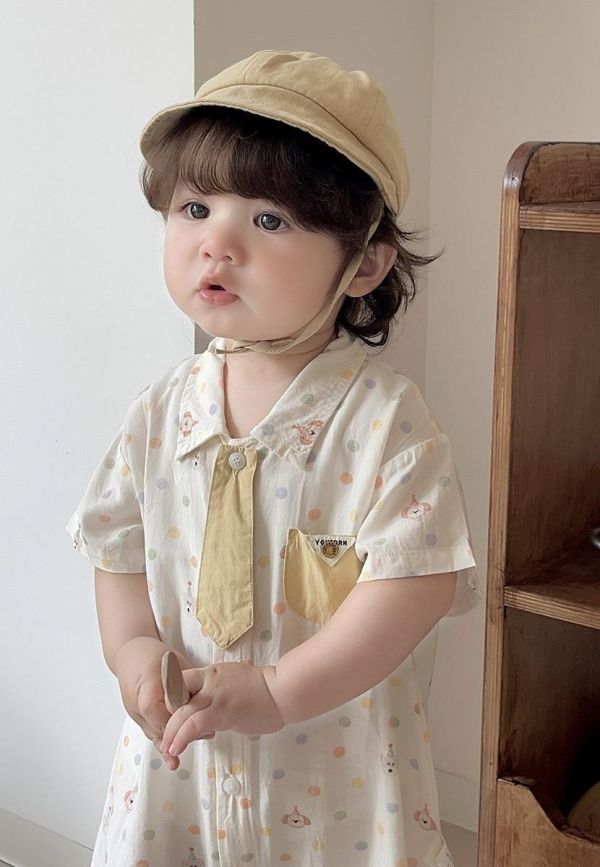 生日狗狗點點可拆式領帶襯衫連身裝 