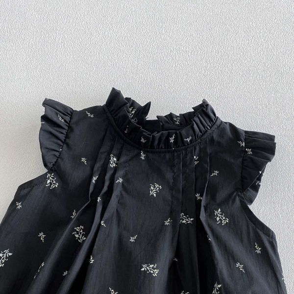 木耳邊立領碎花包屁衣 