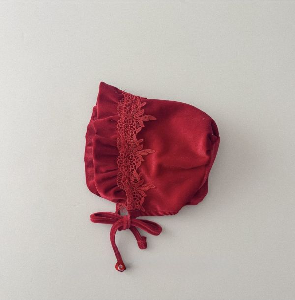 新年酒紅絲絨宮廷護耳綁帽 