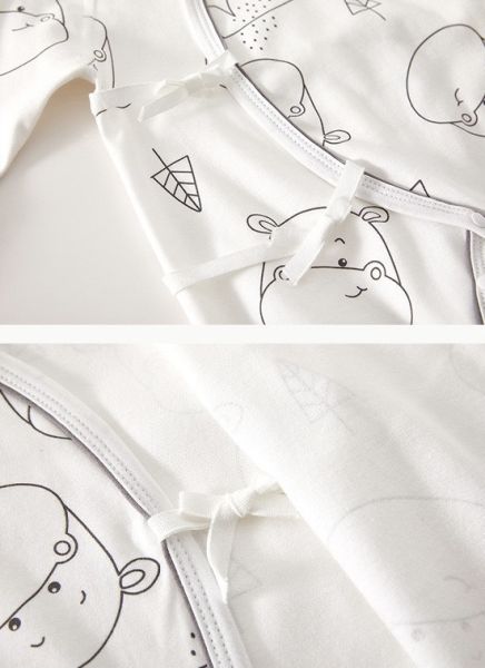 新生兒純棉雙層側開綁肚連身裝 